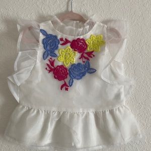 Janie & Jack shirt with beautiful embroidered flower detail